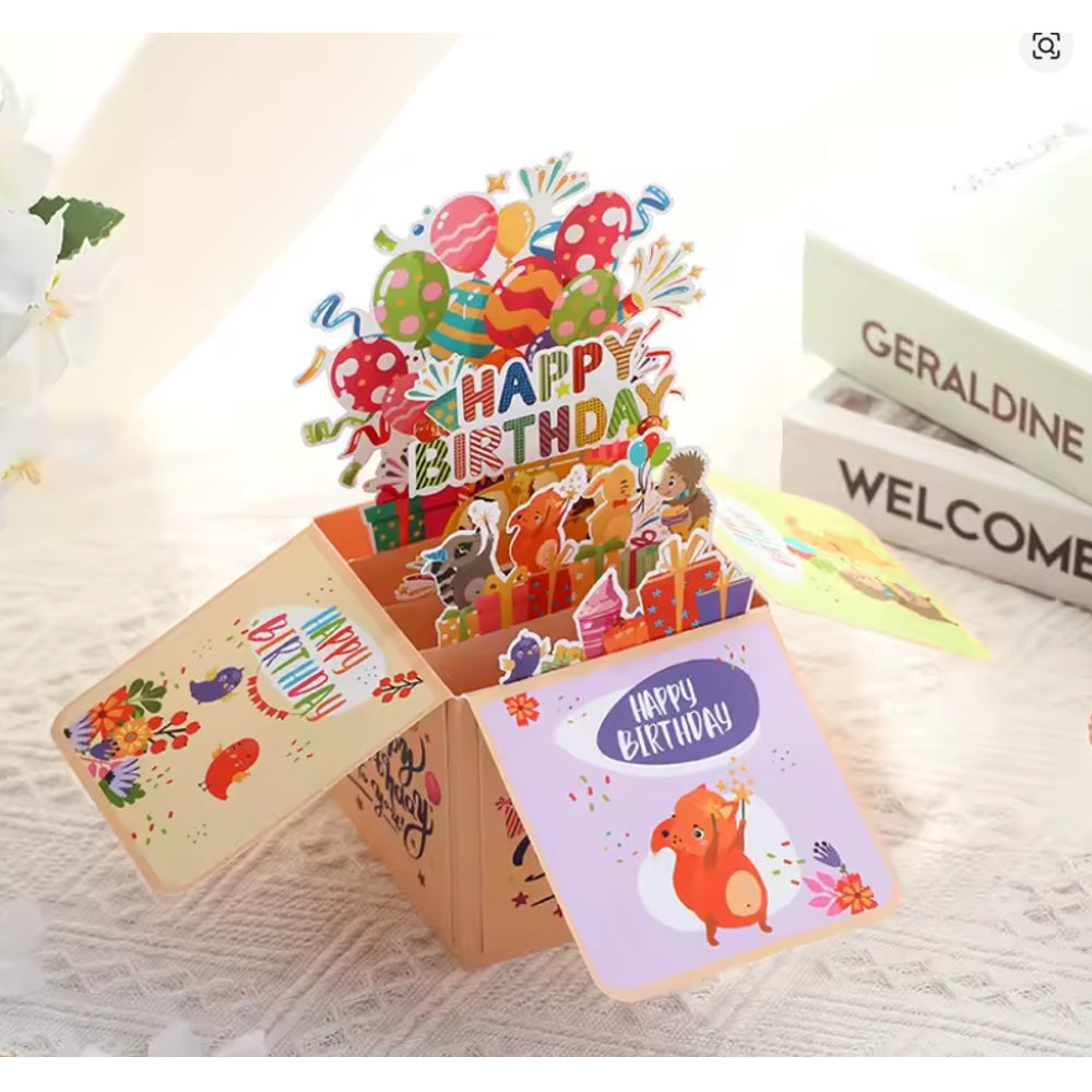 Animal Paradise 3D Pop Up Birthday Box Card