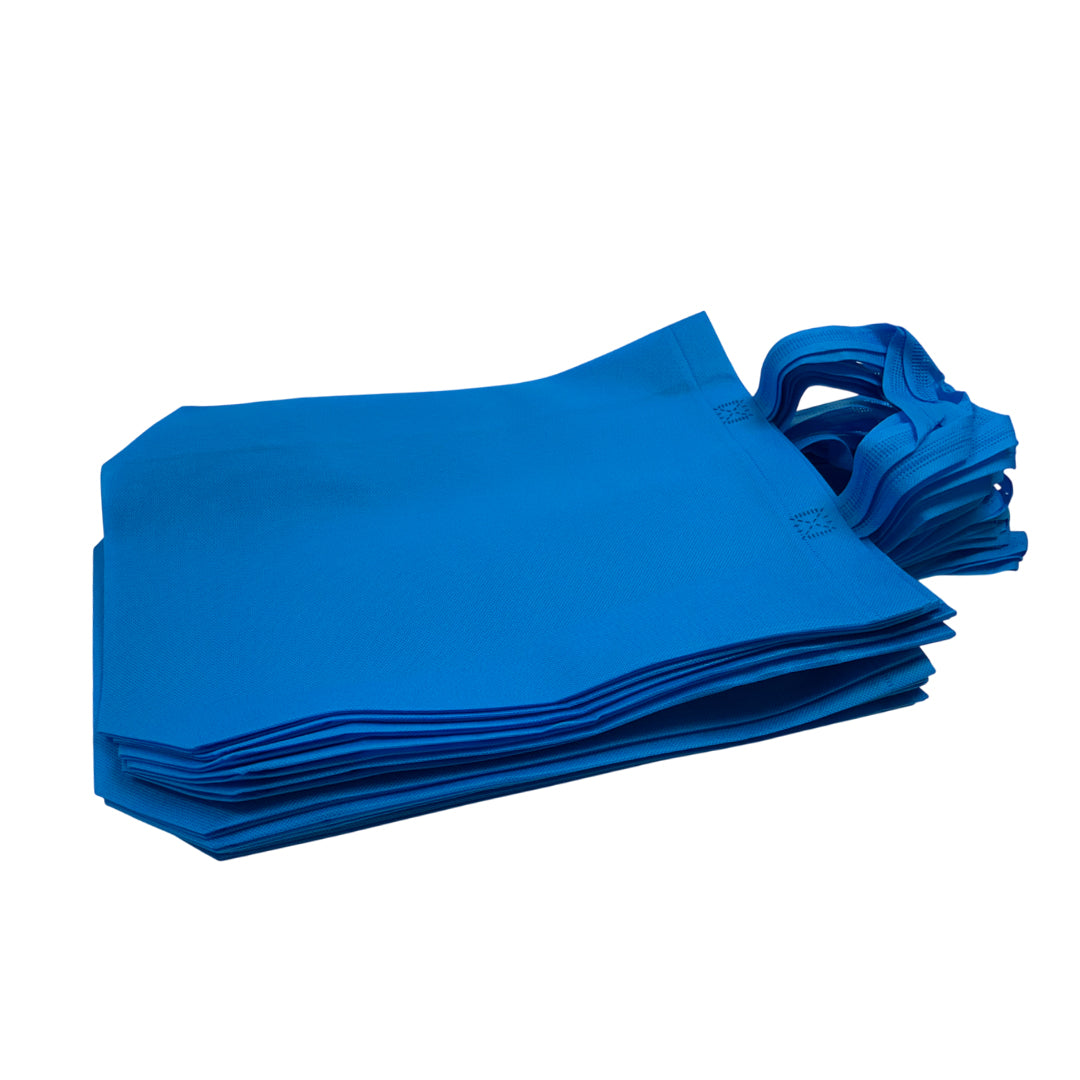 Pack of 100 Light Blue Coloured 35x41x12cm Non-Woven Bags with Handle