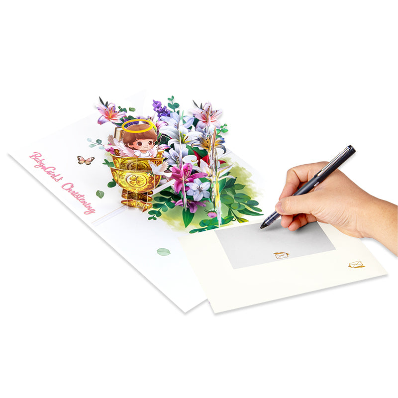 Blessed Beginnings Girl’s Baptism Pop Up Card