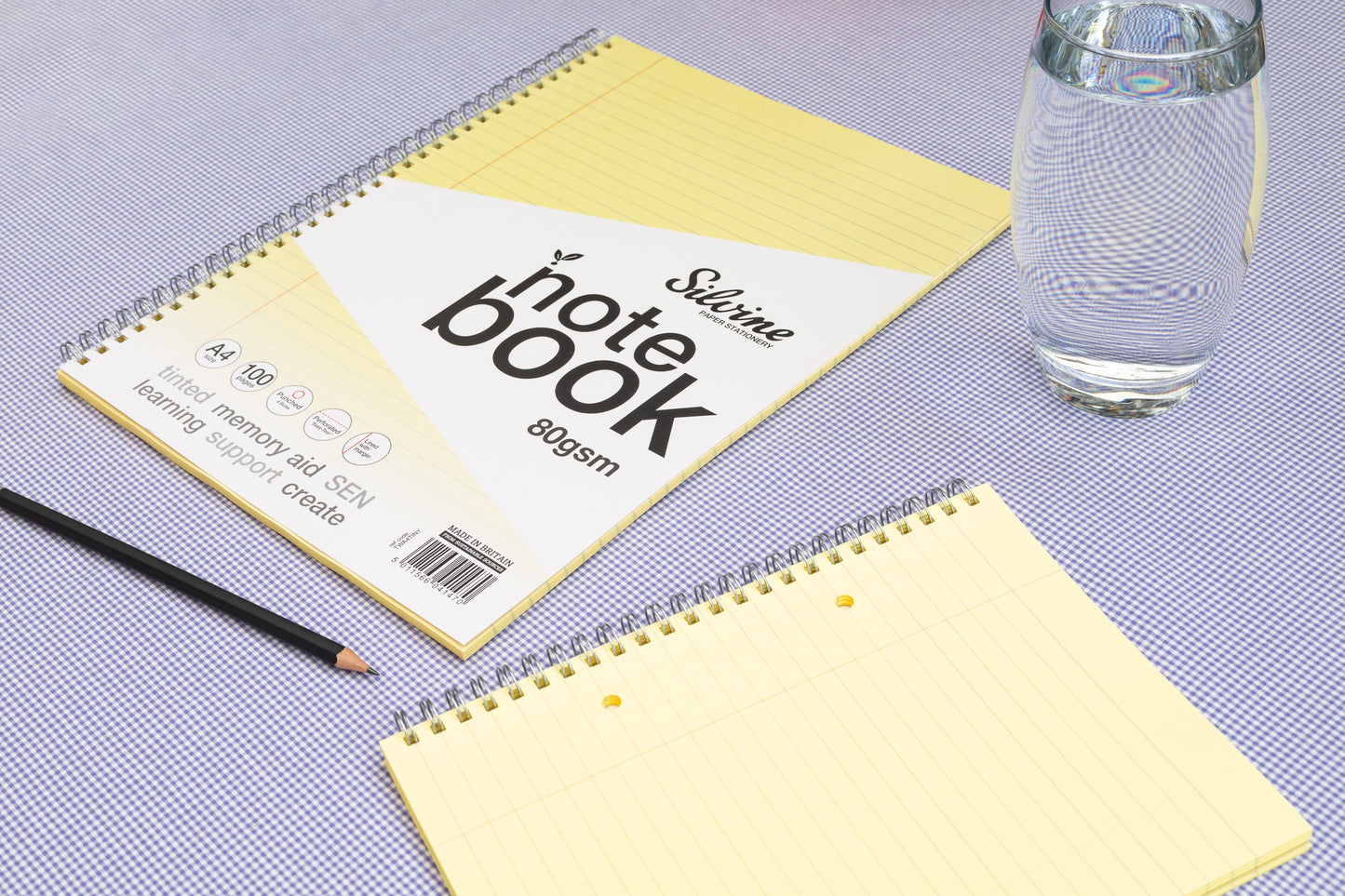 A5+ 100 Pages Twin Wire SEN Yellow Paper Dyslexia Notebook - Lined with Margin