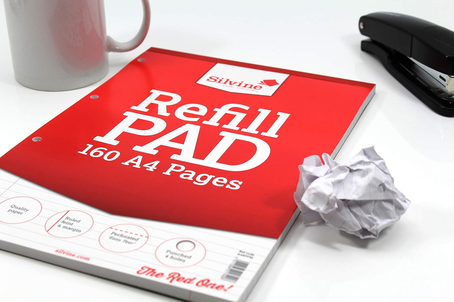 Pack of 6 A4 160 Pages 8mm Feint with Margin Refill Pads