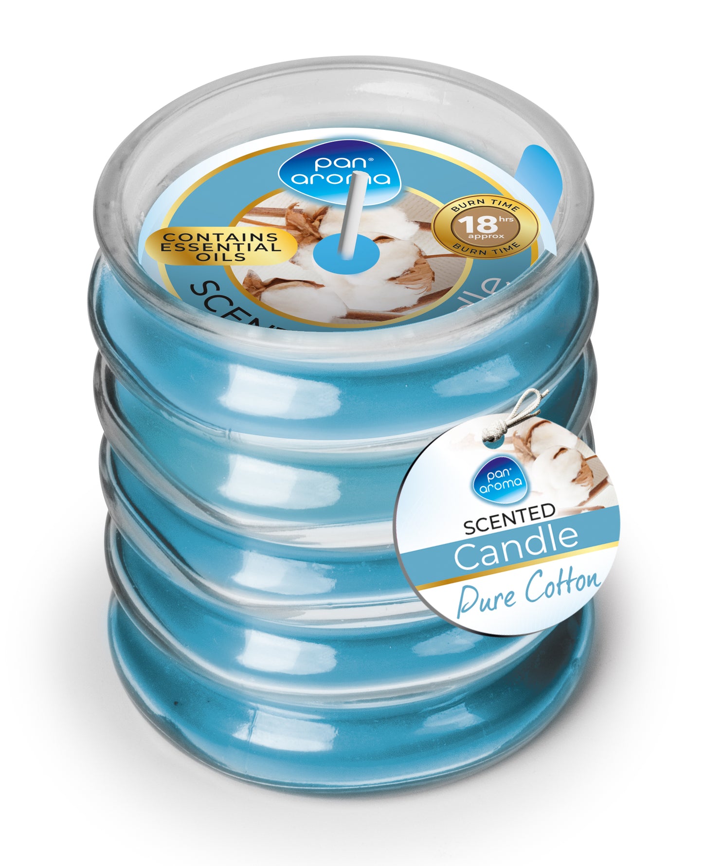 Pack of 3 Pan Aroma Pure Cotton Ribbed Glass Candles 120g