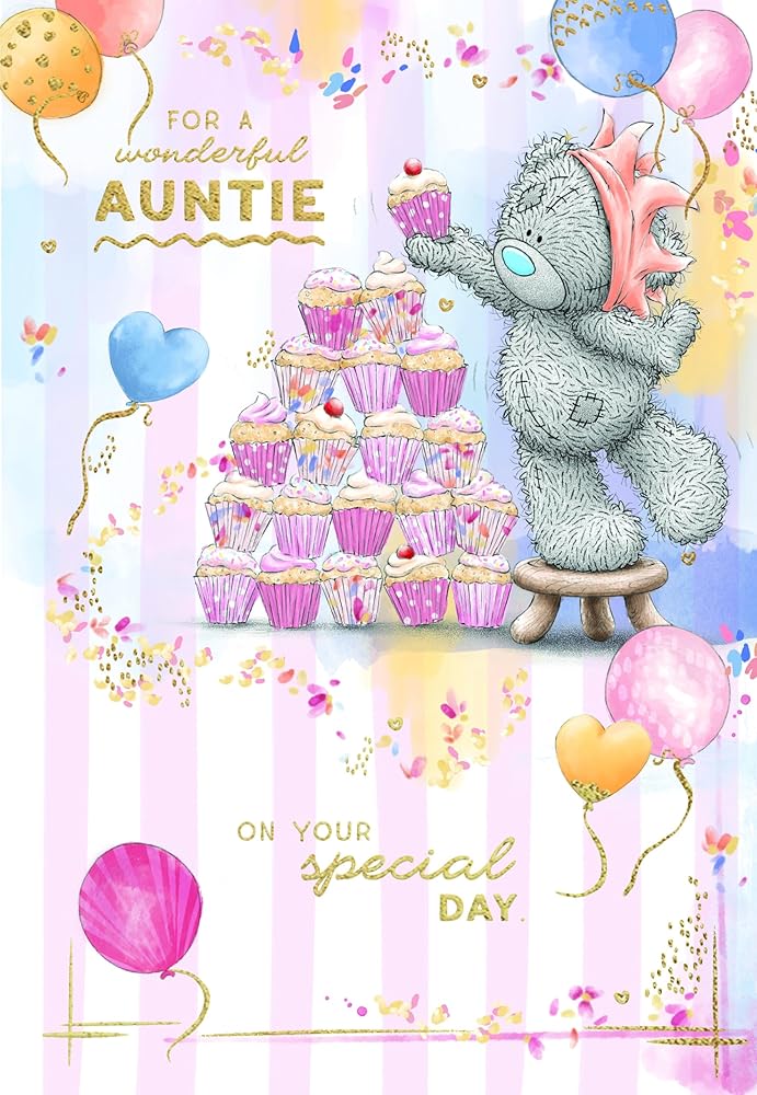 Bear Stacking Cupcakes Wonderful Auntie Birthday Card