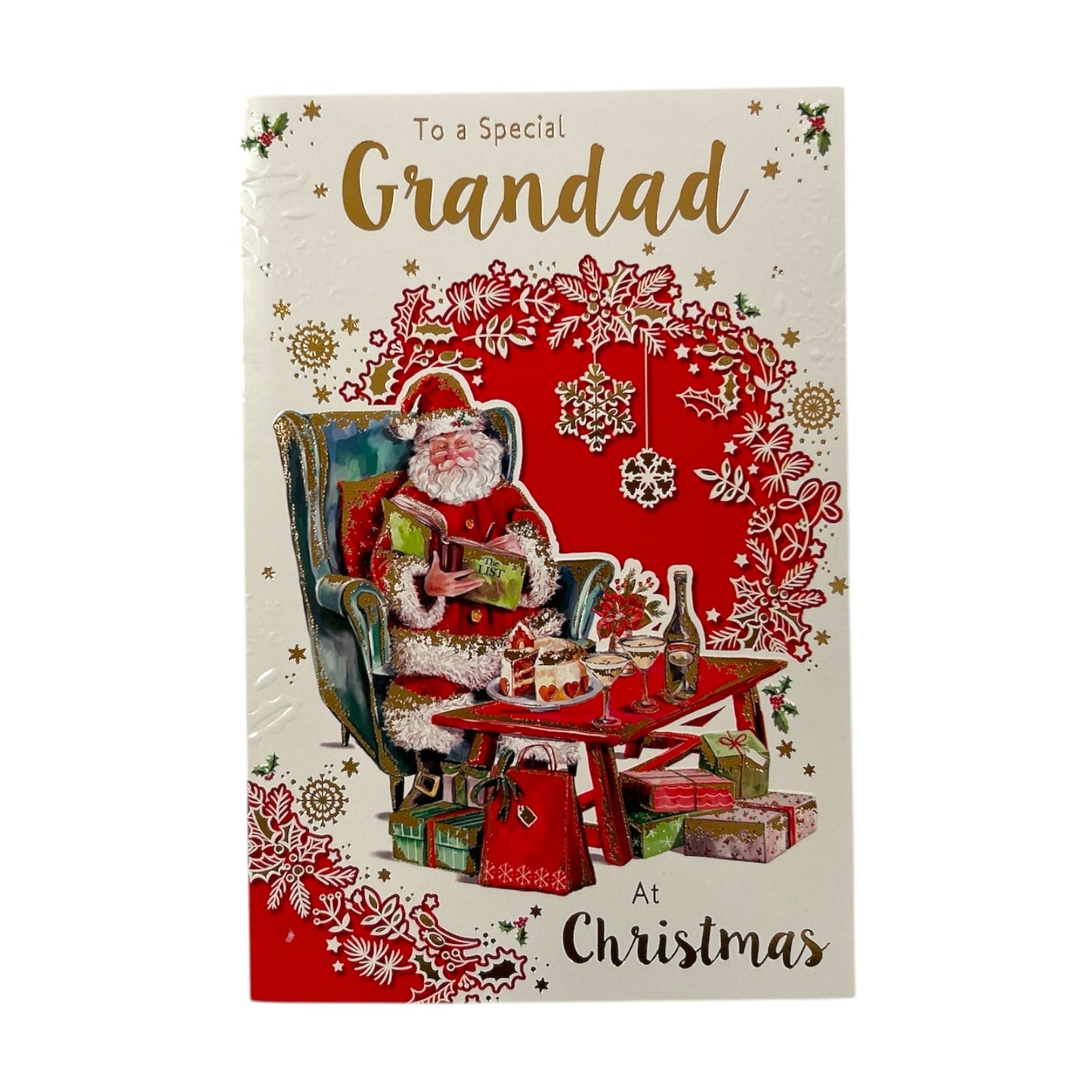 Santa Reading Book Design To a Special Grandad Christmas Card
