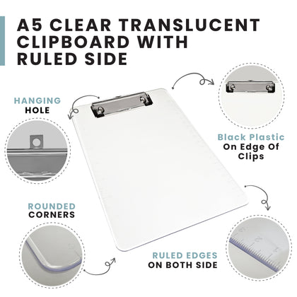 A5 Clear Plastic Clipboard With Rule