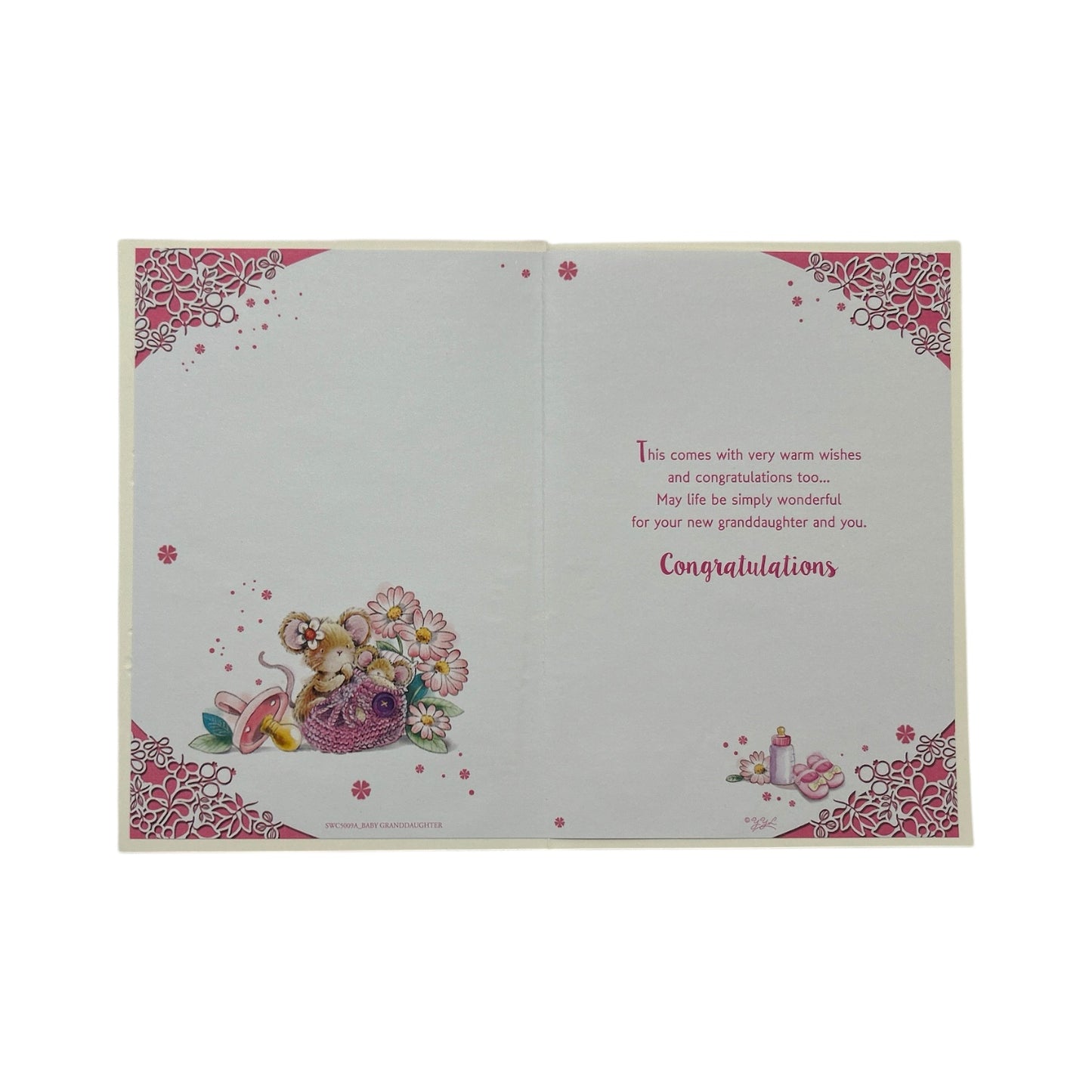 On Birth Of Your Granddaughter Pink Congratulations Card