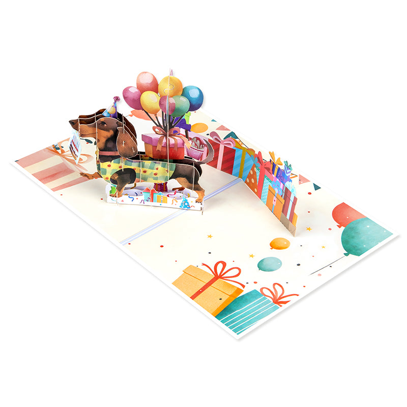 Dachshund Delight 3D Birthday Pop Up Card