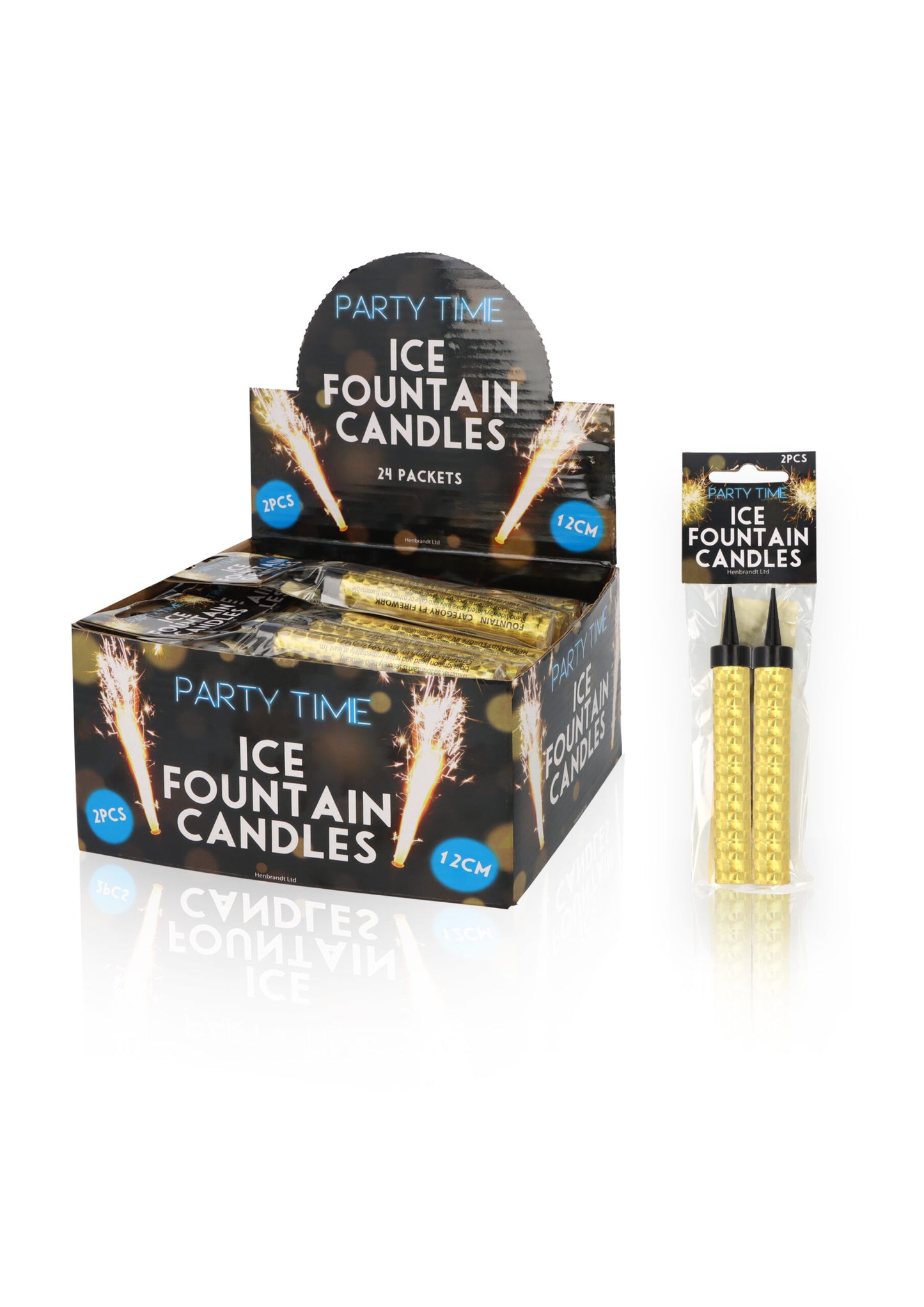 Pack of 2 12cm Gold Ice Fountain Candle