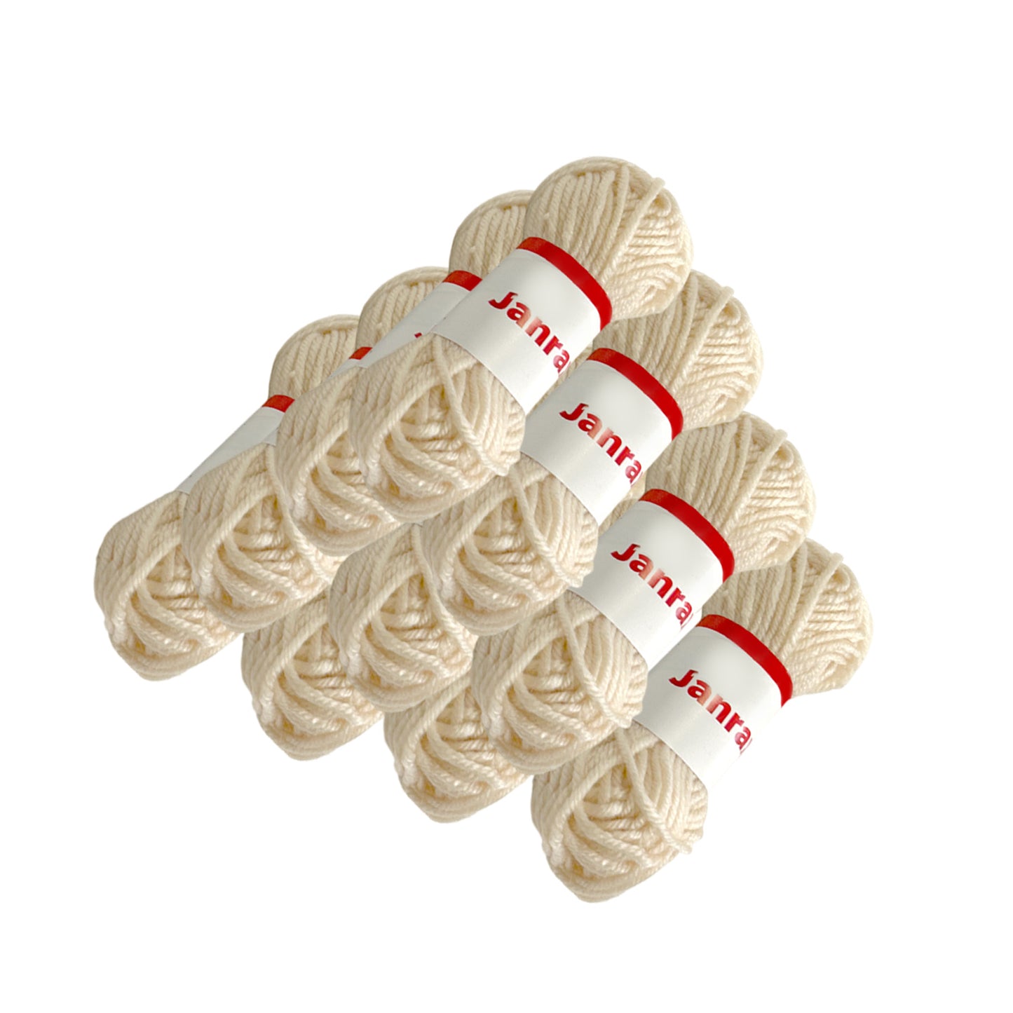 Pack of 10 Beige Acrylic Yarn Rolls – 10g each, 4 Strand 8 Ply Knitting Wool