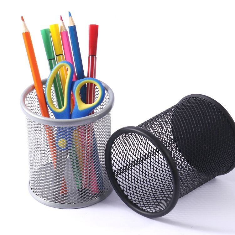 Silver Metal Wire Mesh Pen Pot