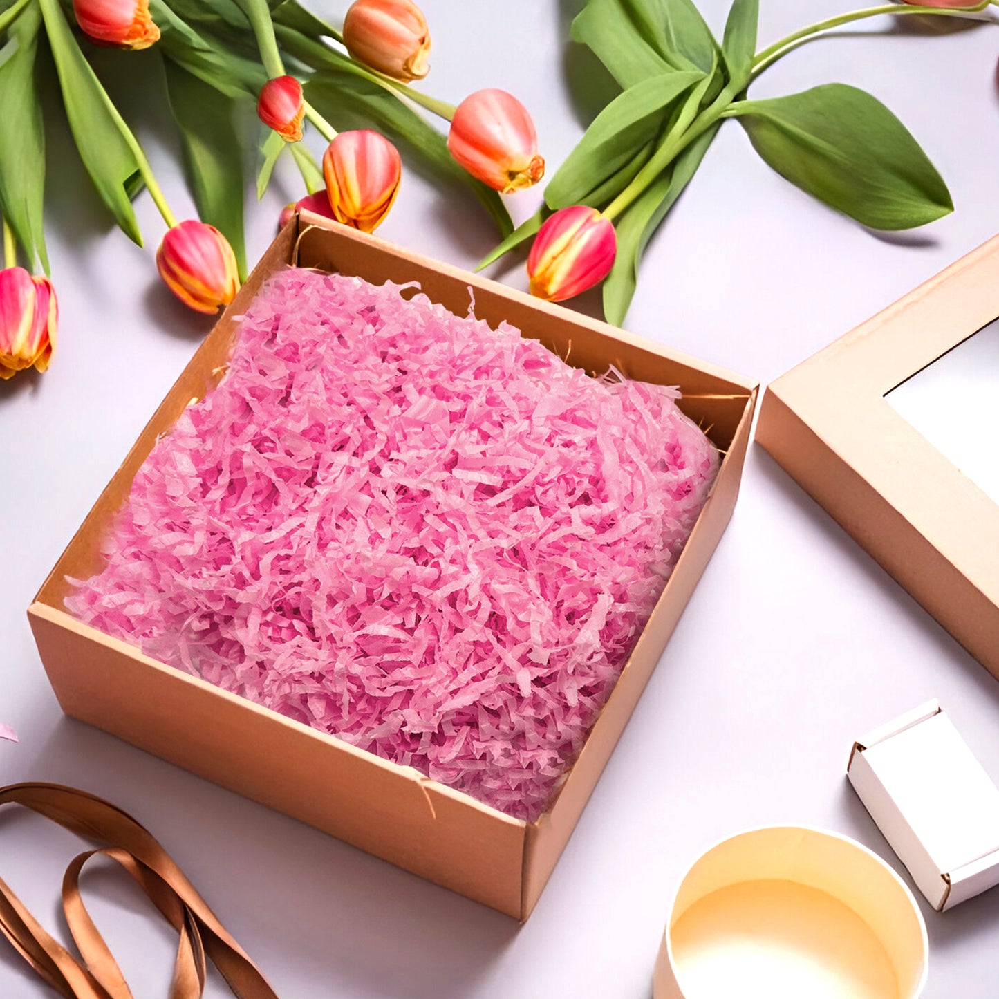 12 Packs of Baby Pink Tissue Shred 20g - Total 240g