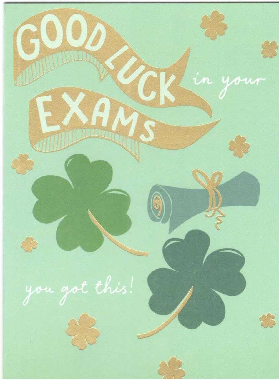 Four Leaf Clover Design Good Luck In Your Exams Card