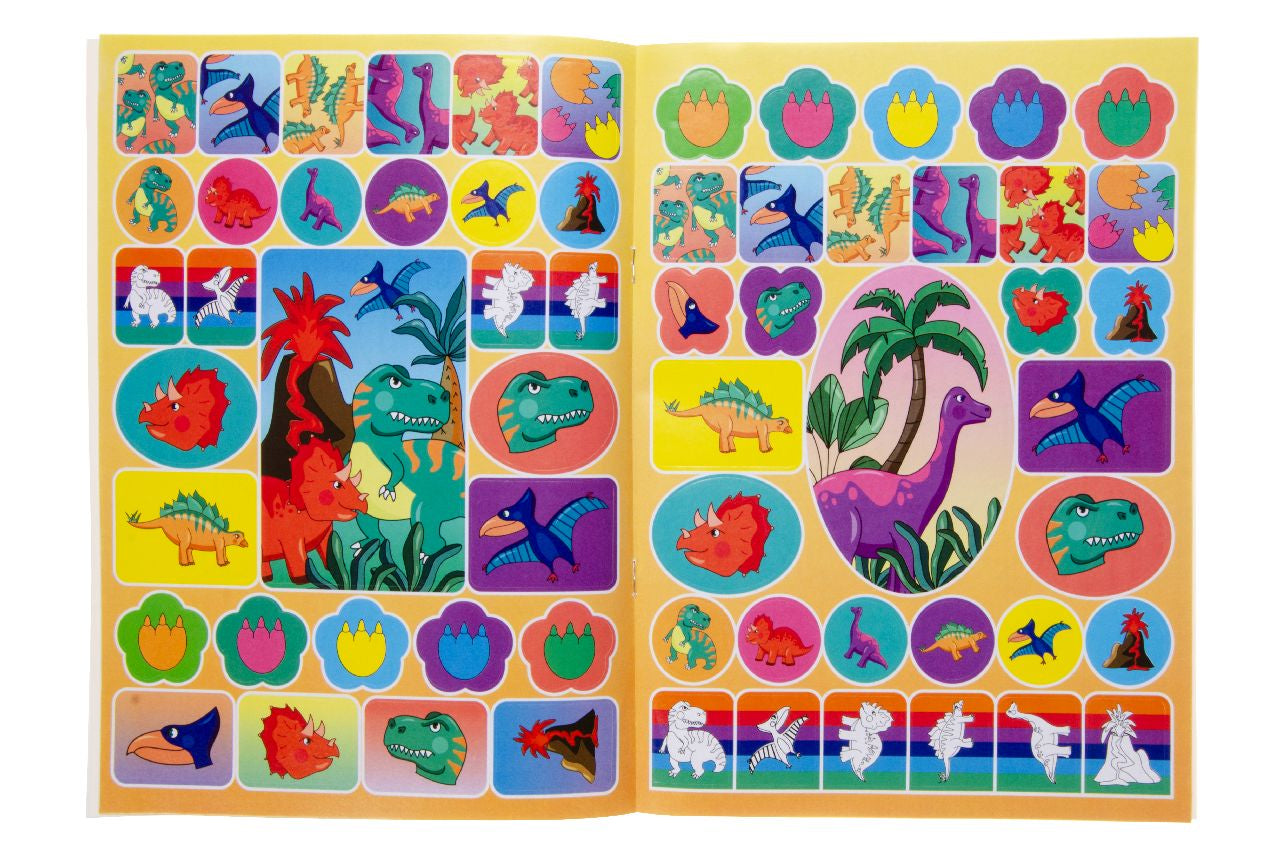 A4 Dinosaur Coloring Book with Stickers Sheet