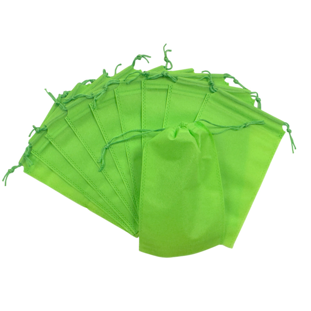 Pack of 100 Light Green Coloured 20x15cm Non-Woven Drawstring Bags