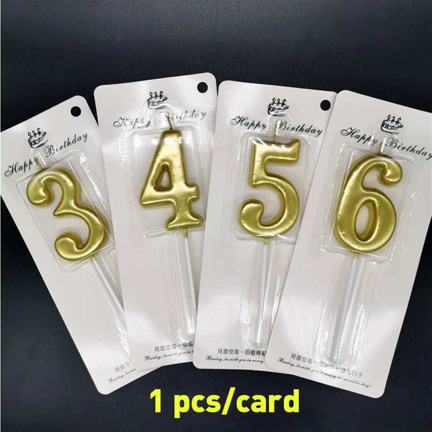 3 Number Gold Candle For Birthday Party - Cake Topper for Kids & Adults