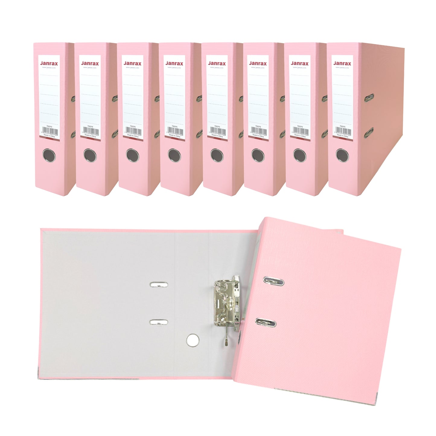 Pack of 10 A4 Pastel Pink Paperbacked Lever Arch Files by Janrax