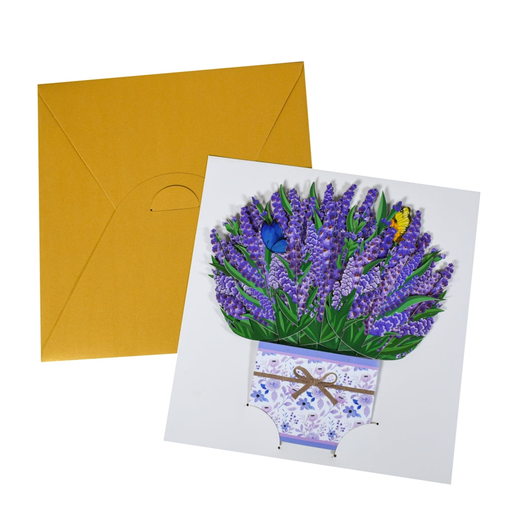 Purple Charm Bouquet 3D Pop-Up Greeting Card - Mother's Day Thank You Birthday