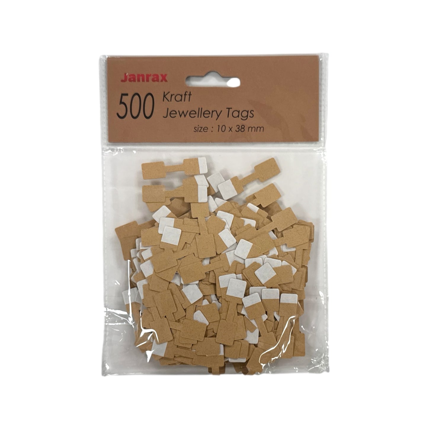 Pack of 500 Kraft Jewellery Tags 10x38mm