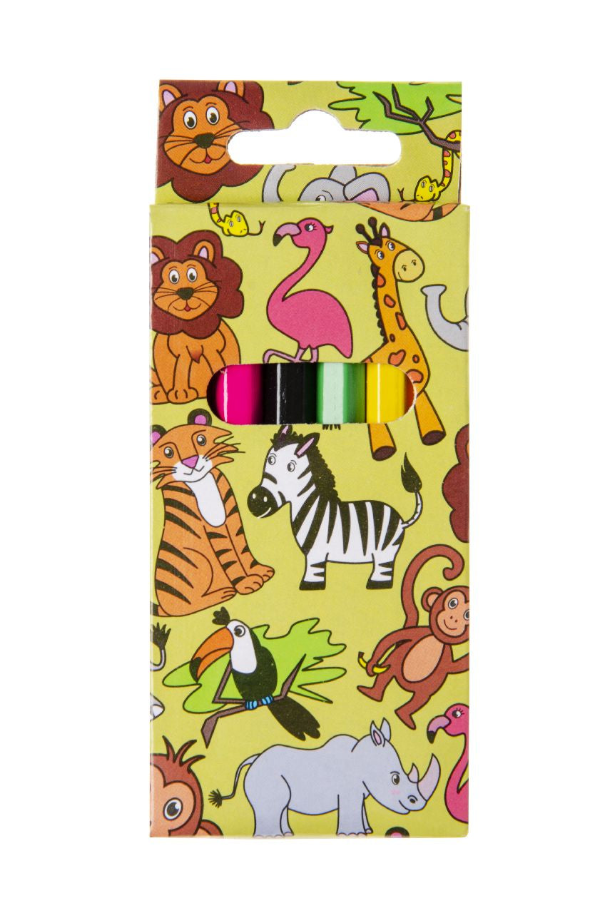 12 Pack of 6 Pieces Wild Animals Colored Pencils 9cm
