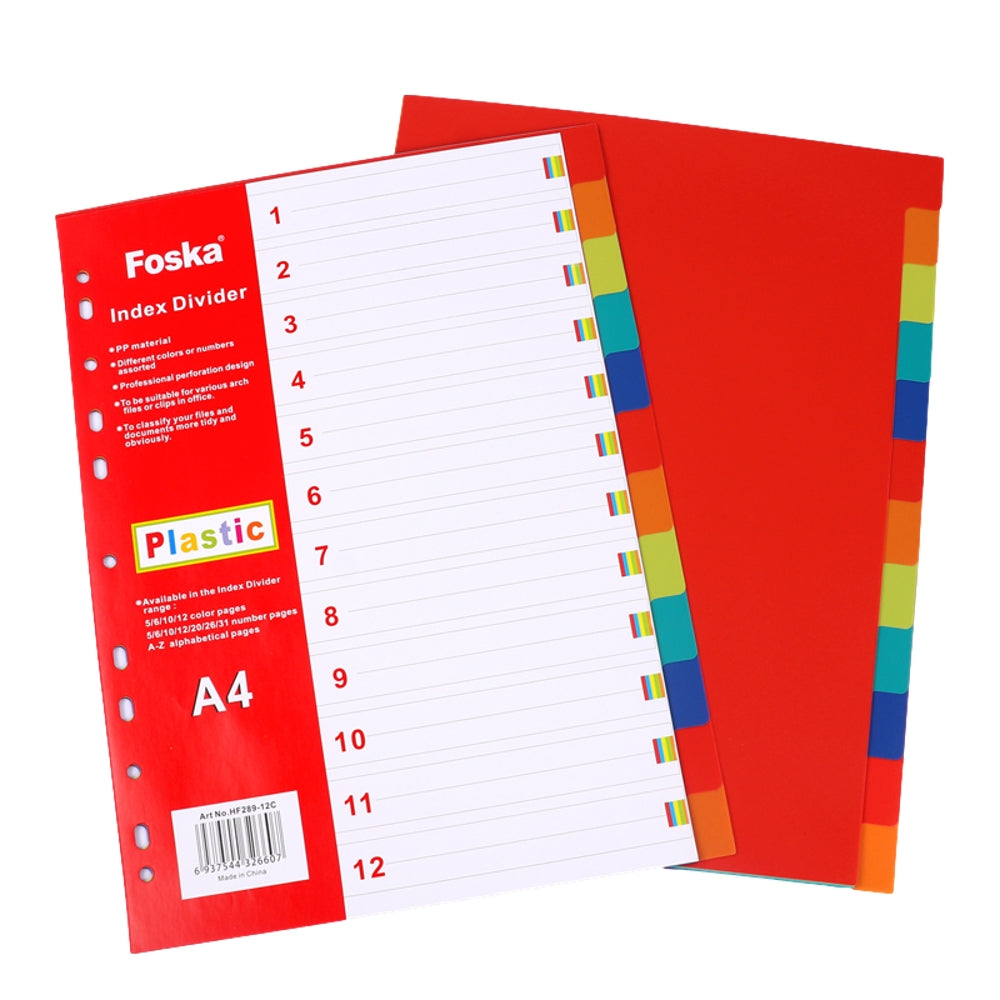 File Dividers A4, 12 Part Folder Dividers, 3 Pack Pre-Punched