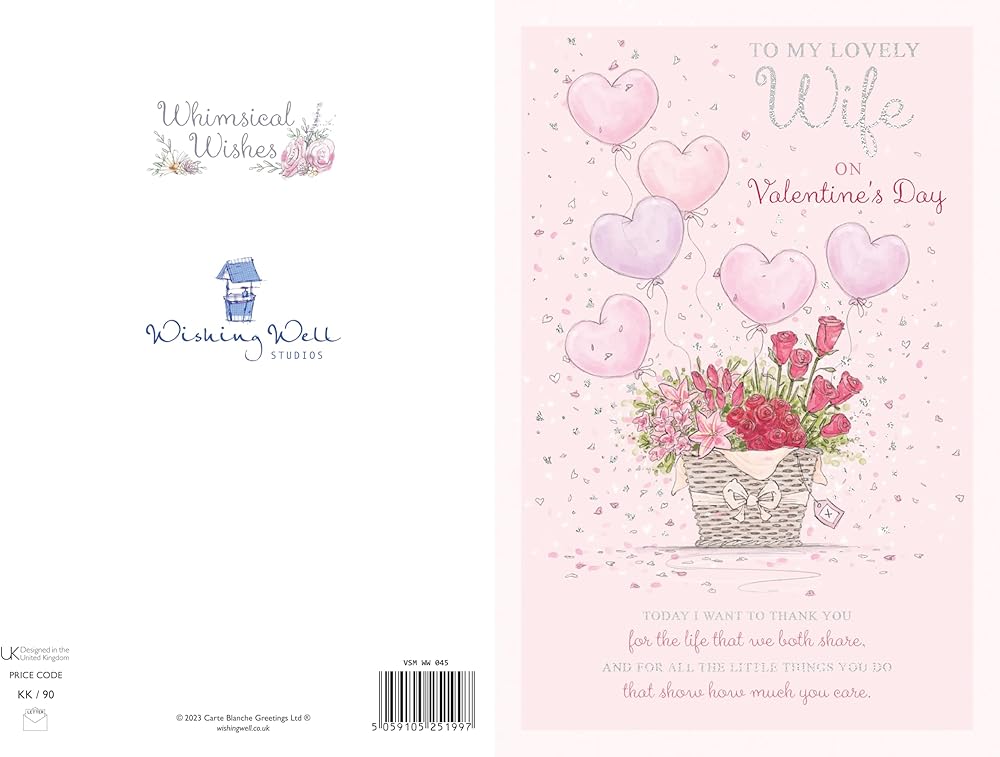 Basket And Balloons Lovely Wife Valentine's Day Card