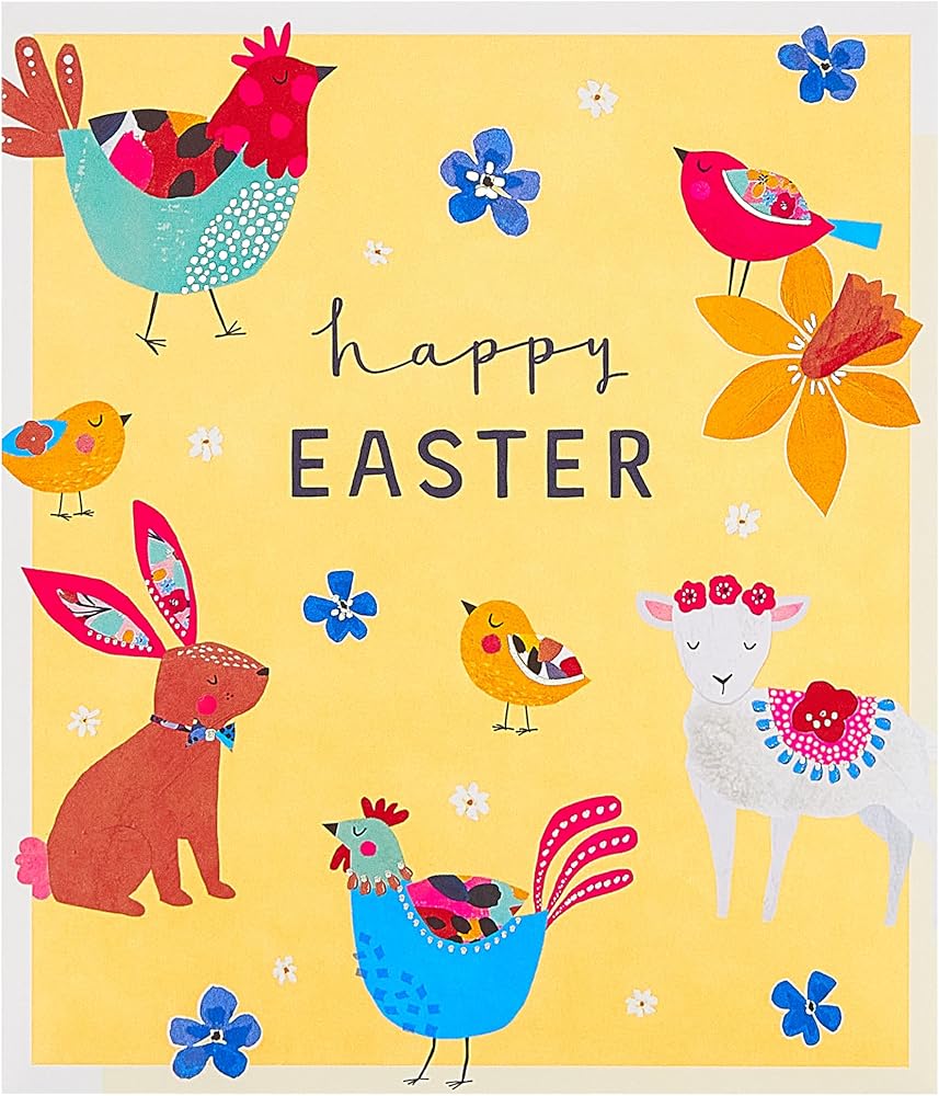 Pomegranate Bloom Animals Design Easter Card