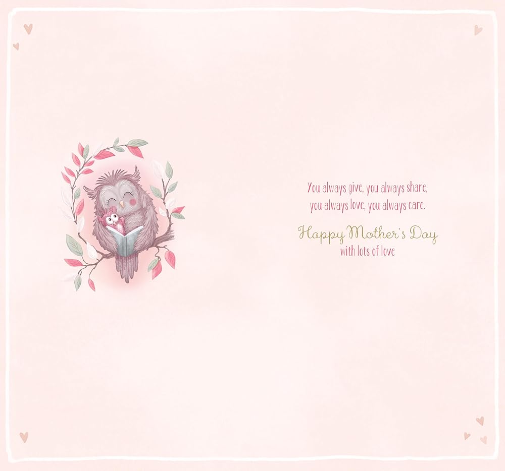 Owls Hugging From Granddaughter Mother's Day Card