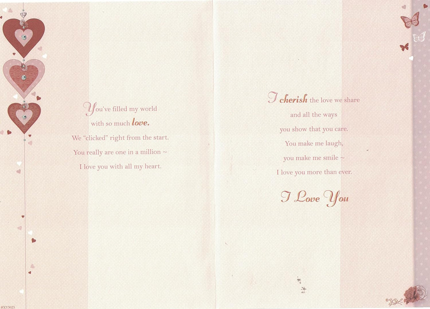 To The One I Love Hearts Design Open Greeting Card