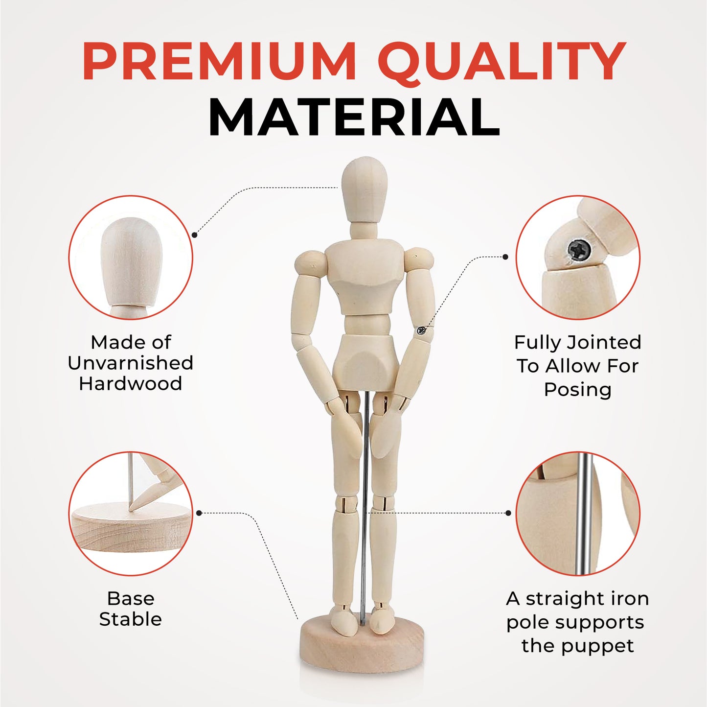 8" Moveable Adjustable Limbs Human Mannequin Art