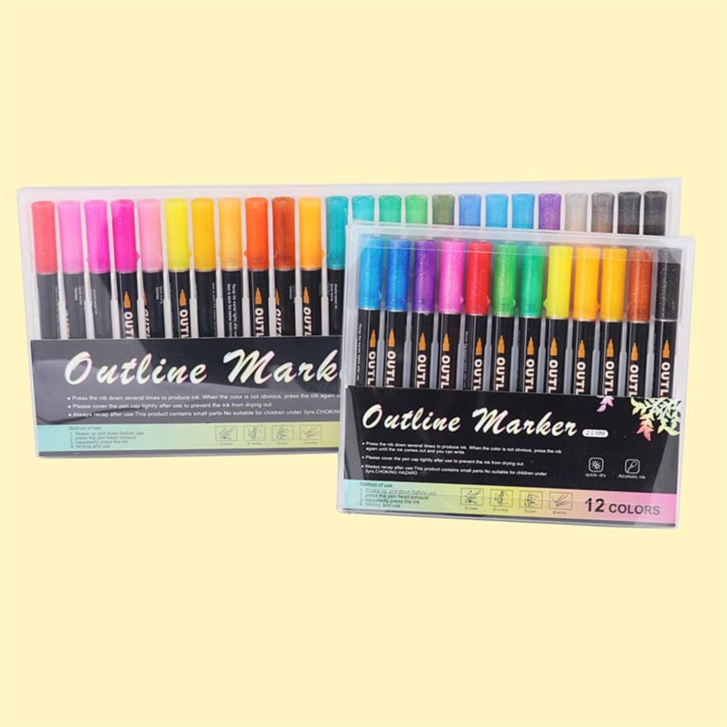 Pack of 24 Colors Art Drawing Outline Fineliner Marker pens
