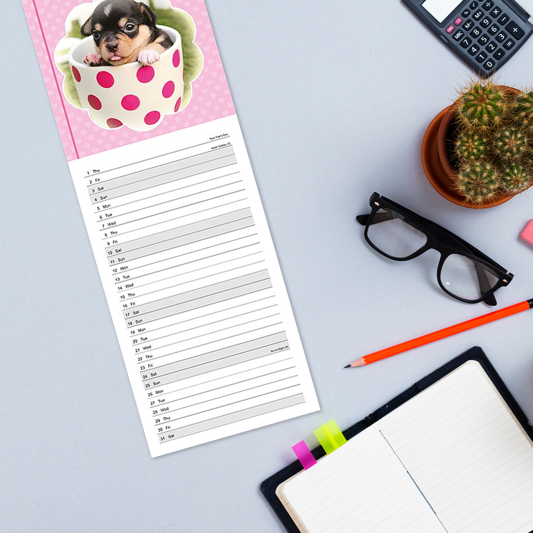 Slim Month To View Calendar 2026 – Photographic Cats – 143mm x 417mm