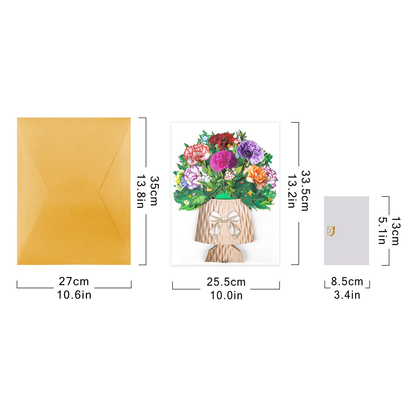 Elegant Carnation Bouquet Gift Design 3D Pop Up Card