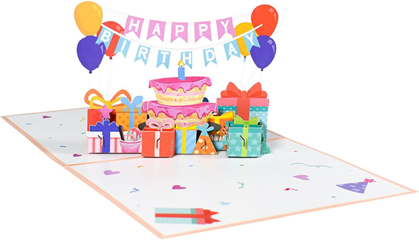 Flag Pulling Birthday Party 3D Pop Up Greeting Card