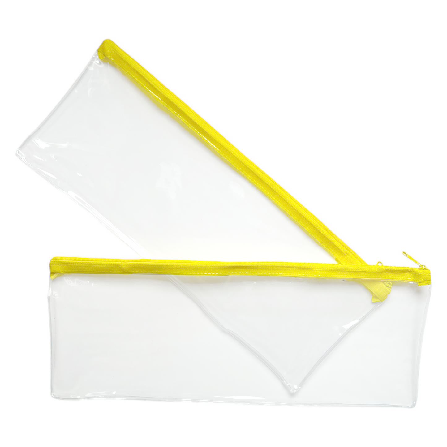 Pack of 2 Janrax 13x5" Yellow Zip Clear Exam Pencil Cases