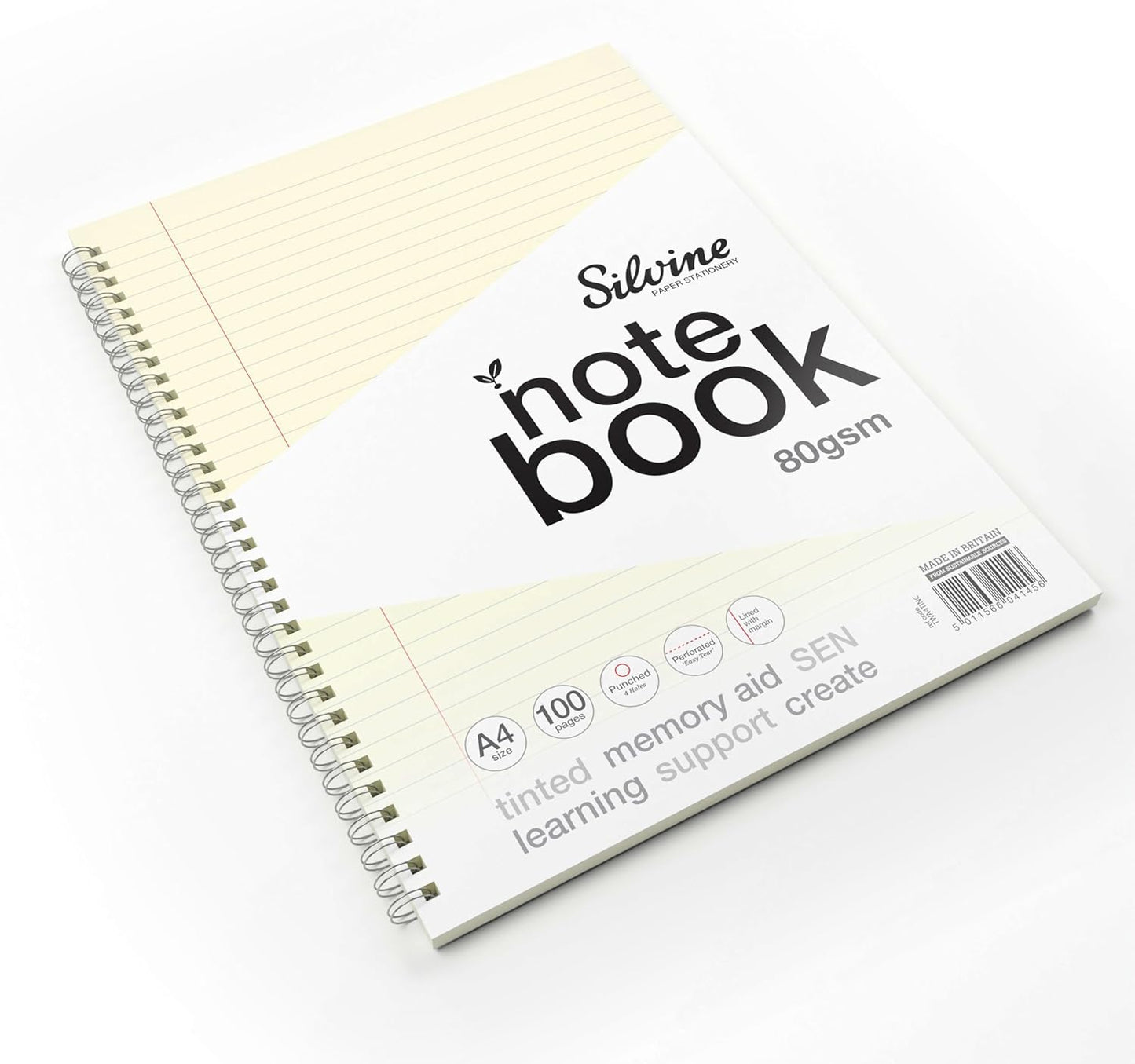 A4+ 100 Pages Twin Wire SEN Cream Paper Dyslexia Notebook - Lined with Margin