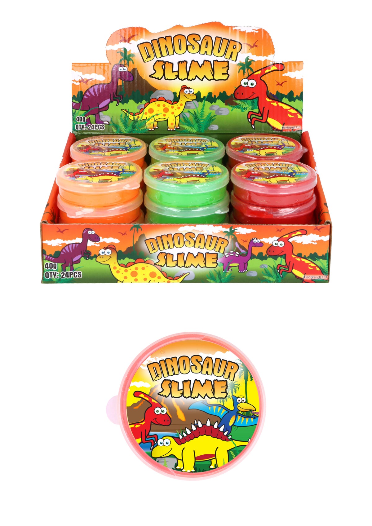 Pack of 12 Dinosaur Slime Tubs - Pocket Money Toys Party Bag Filler
