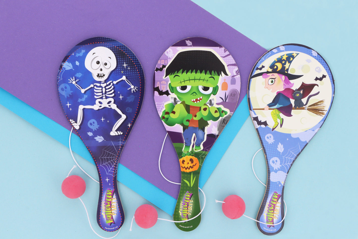 Wooden Halloween Paddle Bat and Ball Game