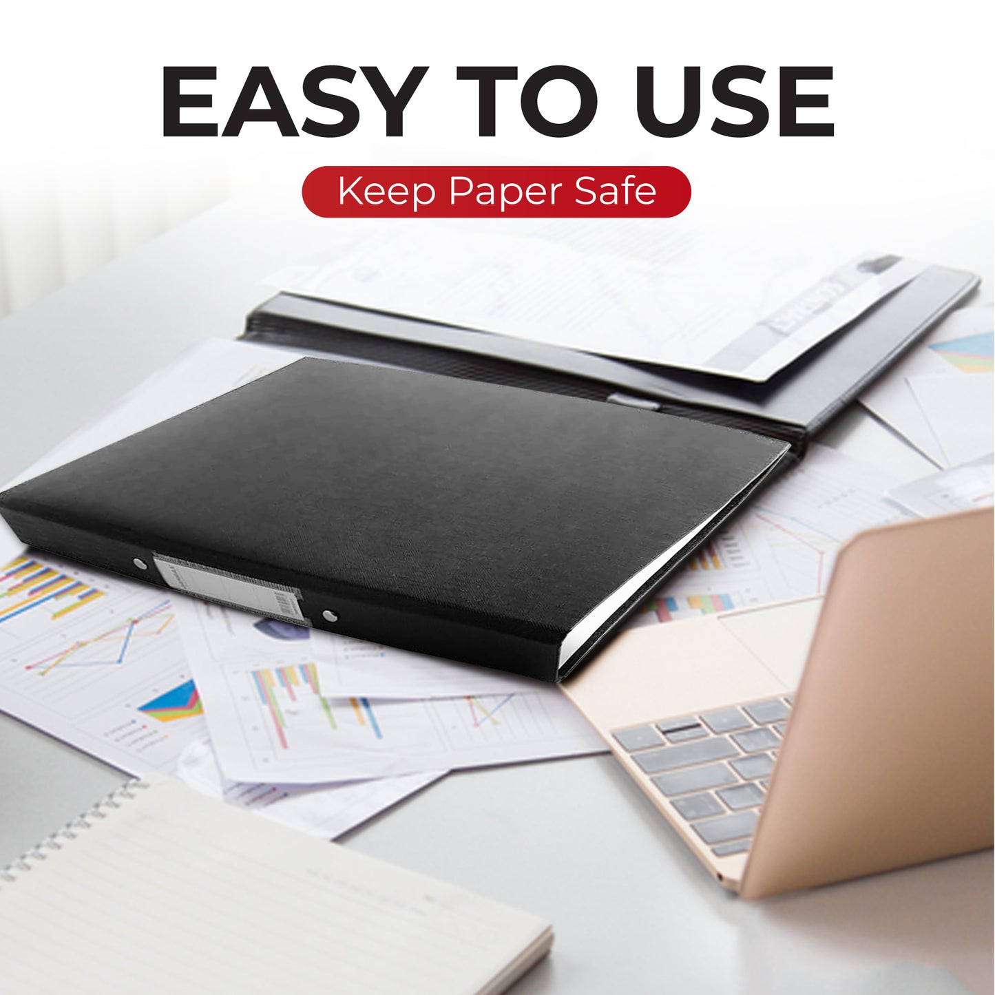 Pack of 3 Janrax A4 Paper Over Board Ring Binders – 2 O-Ring Mechanism, 35mm Spine, Spine Label – Black, Blue, Red