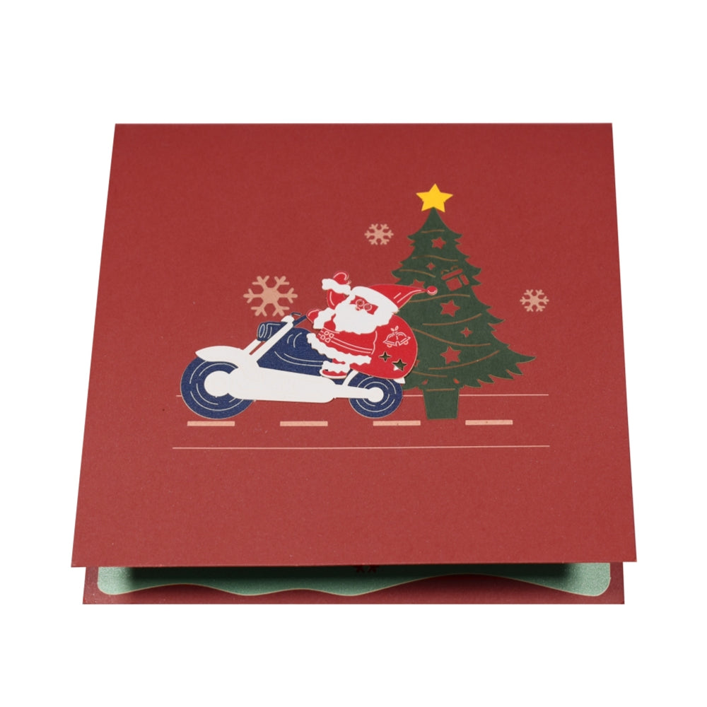 Santa on a Motorcycle Festive 3D Pop Up Christmas Card
