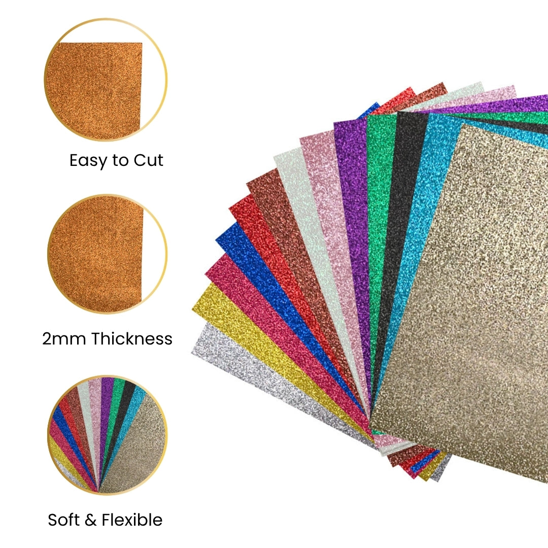Pack of 10 A4 Rose Gold Glitter Eva Foam Sheets