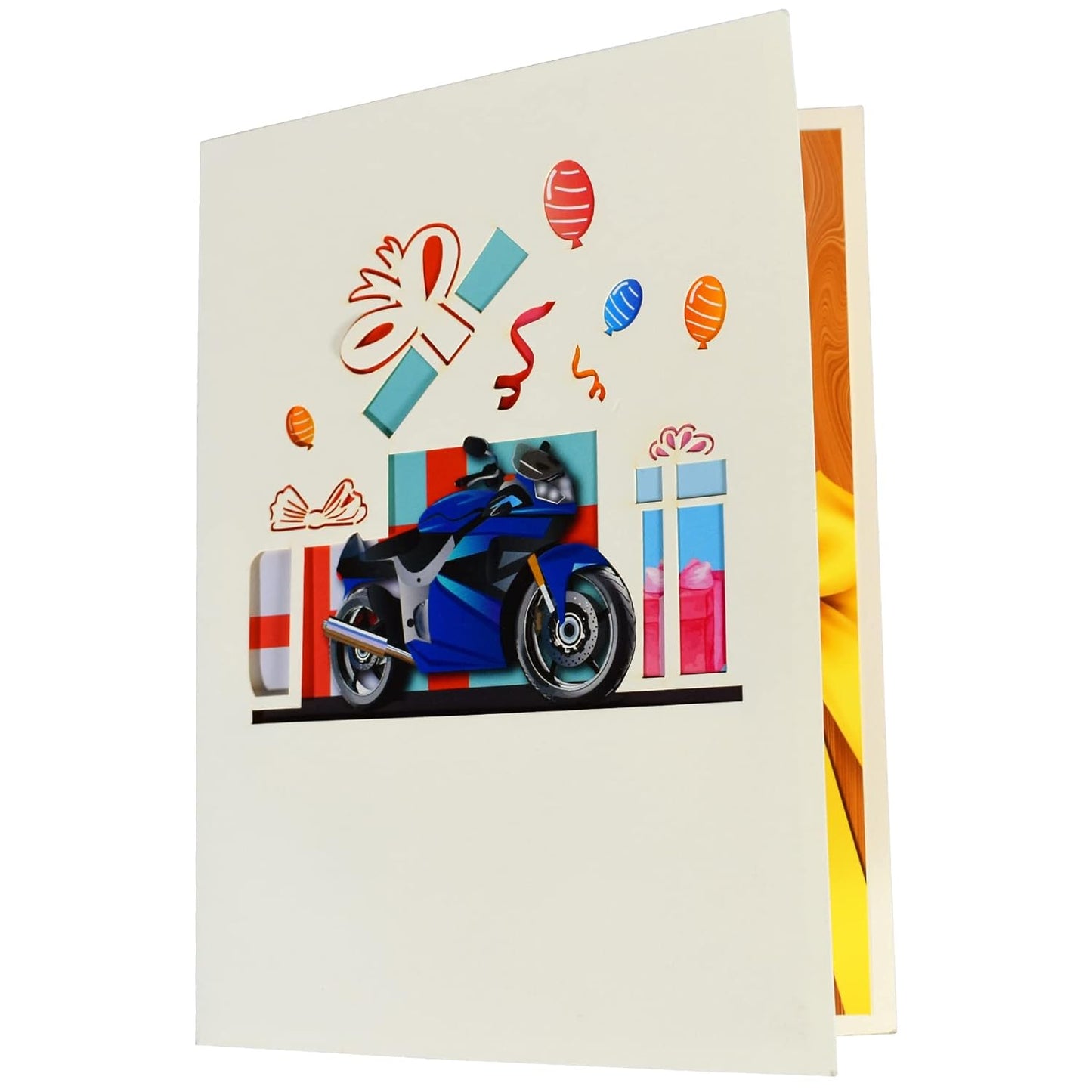 Blue Racing Motorcycle 3D Pop Up Greeting Card