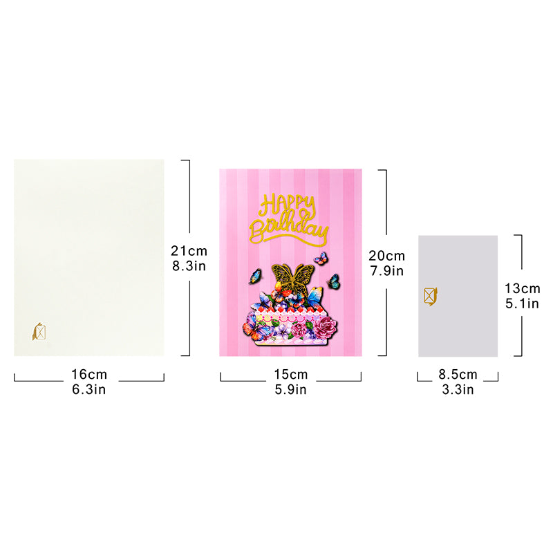 Wings of Celebration Butterfly Floral Design Birthday Pop Up Card