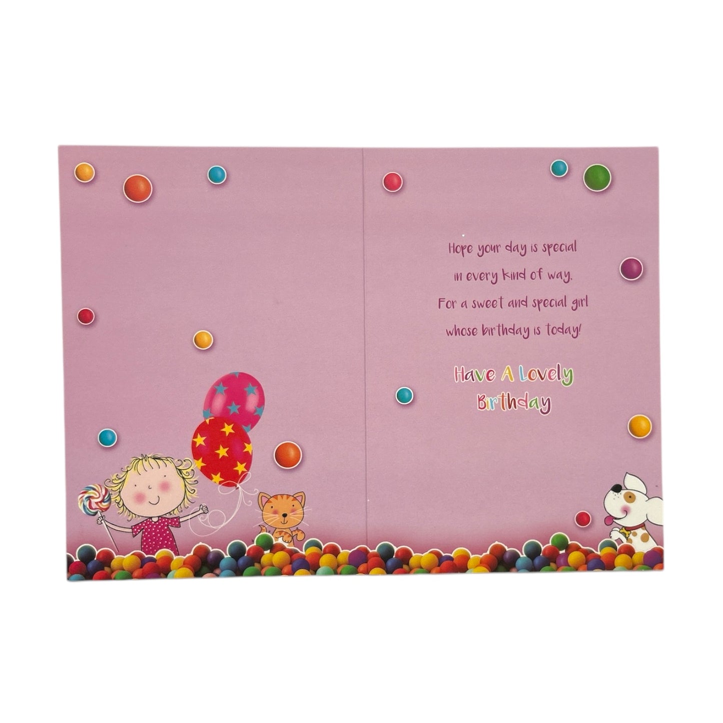 Age 2 Girl With Balloons Colourful Design Juvenile Birthday Card