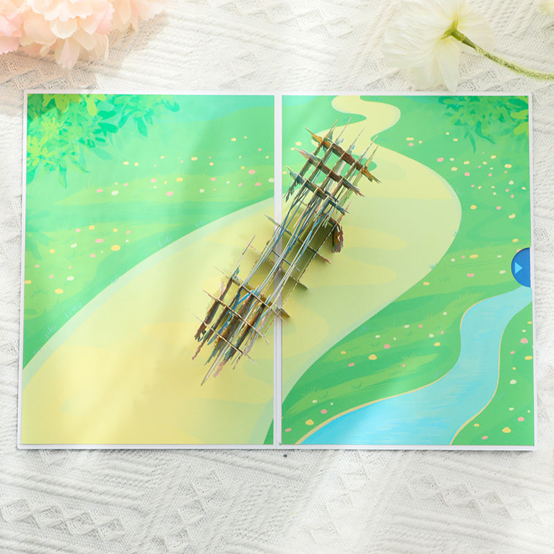 Flower Bicycle 3D Pop Up Greeting Card - Spring Birthday Thank You Valentine Mother