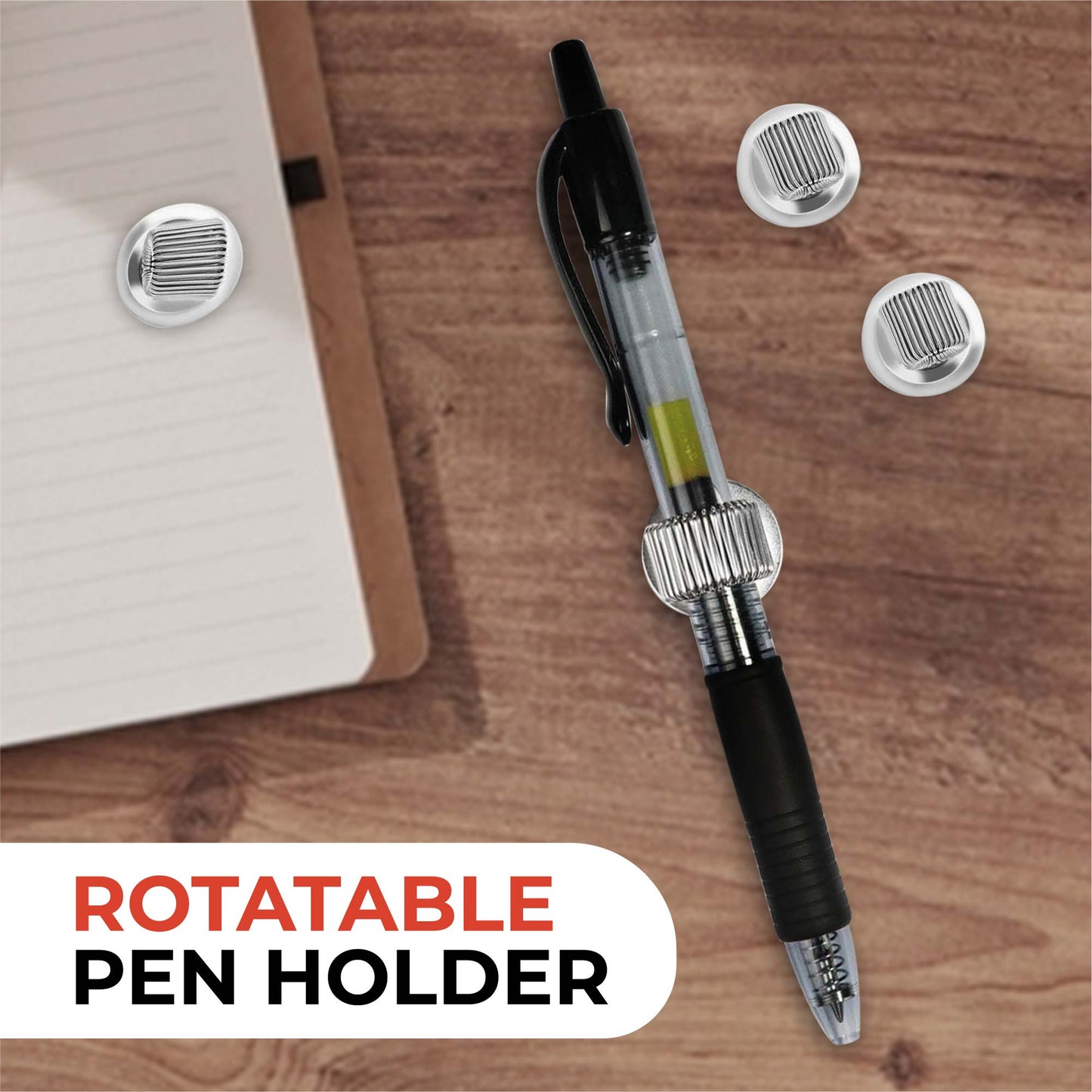 Self Adhesive Single Metal Clip Pen Holder