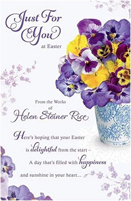 Sparkling Pansies Just For You Helen Steiner Rice Easter Card