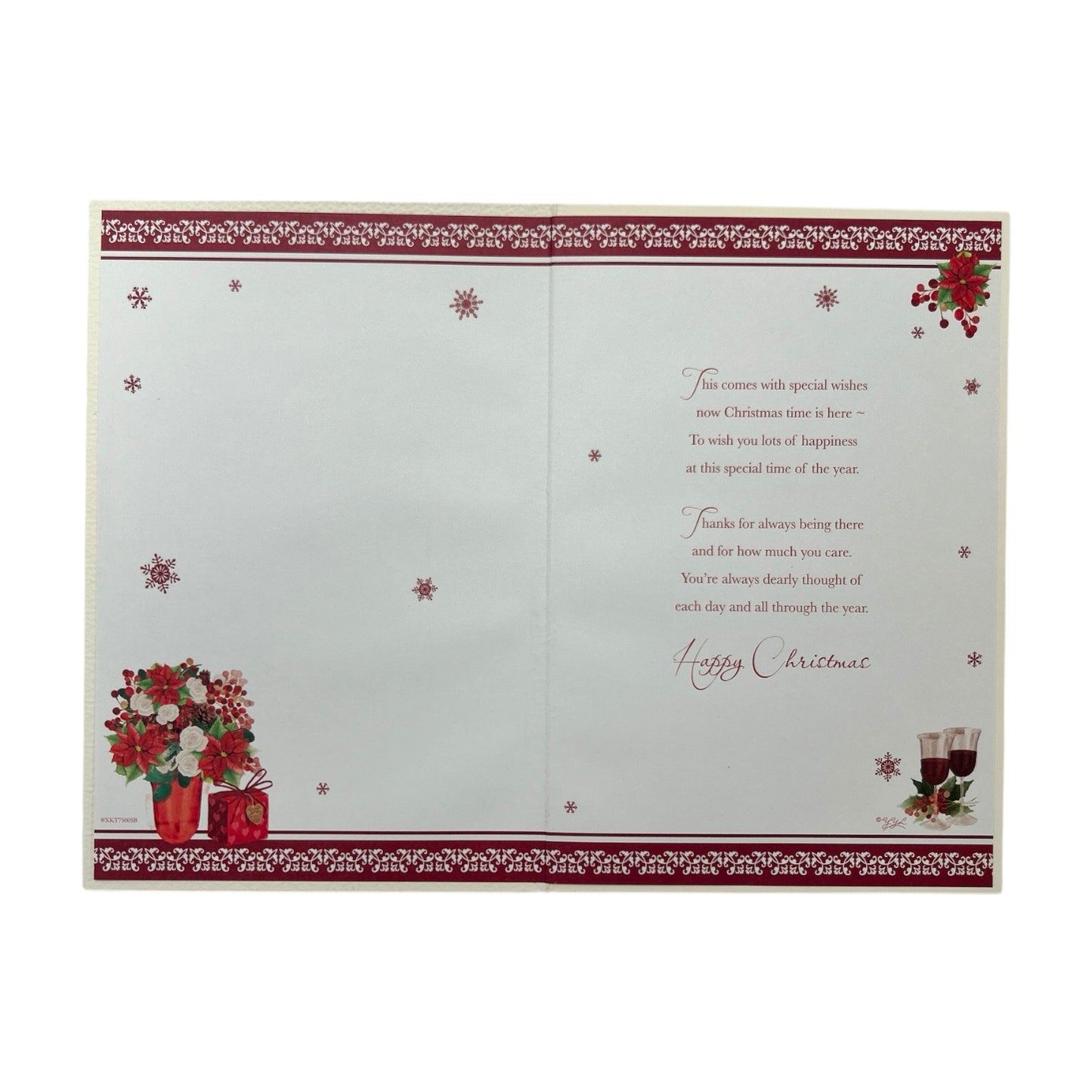 For Fiancée Floral Glitter Finished Christmas Card