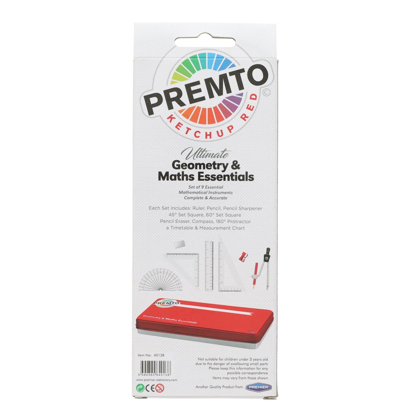 9 Piece Ketchup Red Maths Set By Premto