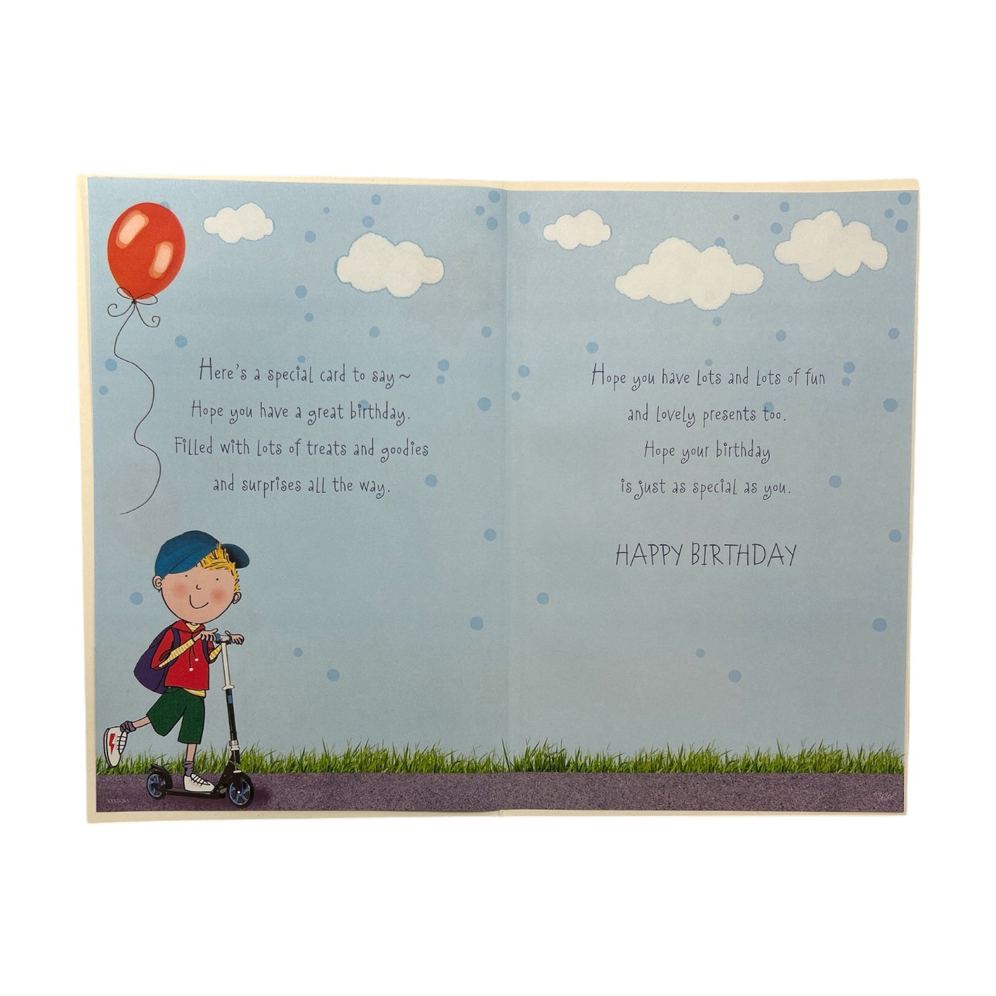 Age 06 Boy Riding A Scooter Juvenile Birthday Card With Badge