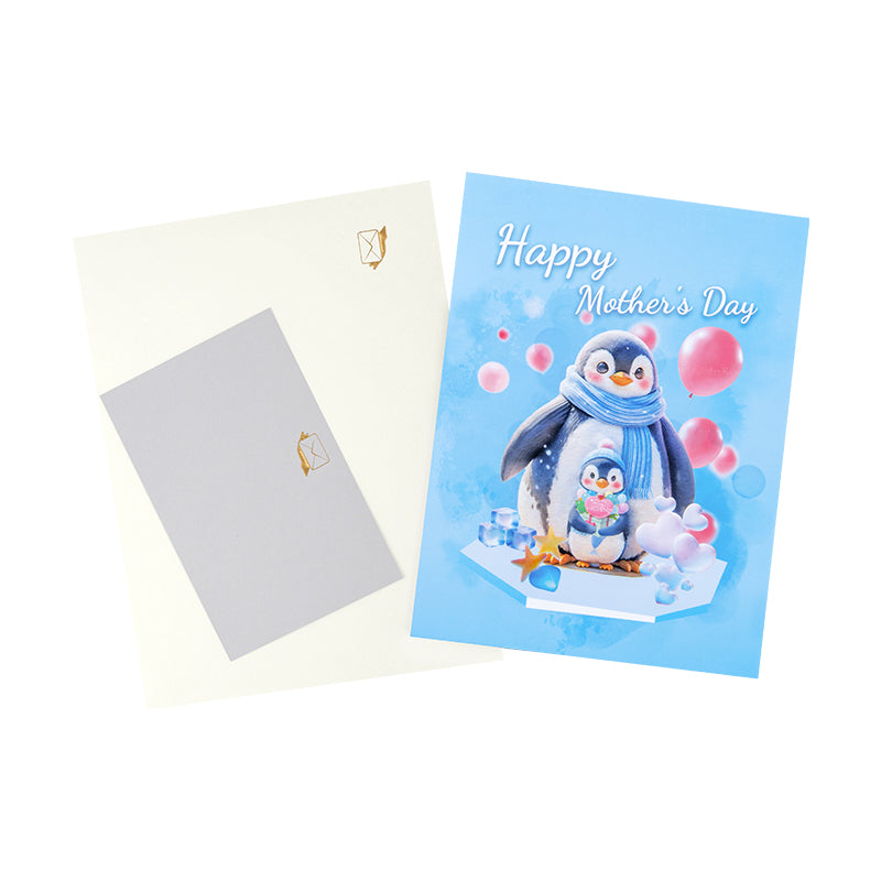 Frosty Hugs Cute Penguin Love 3D Mother’s Day Pop Up Card